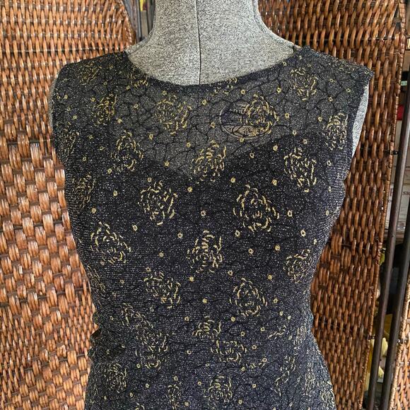 Size M//Vintage 90s Silver and Gold Glitter Dress - Picture 1 of 5